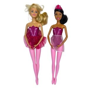 Barbie Fairytale Ballerina Blonde Dark‎ Hair Tutu Dancer Set Of 2 Fashion Dolls
